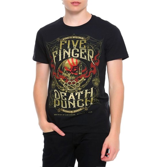 Five Finger Death Punch 100% Pure Logo thrash metal rock Official T-Shirt XL NWT - Picture 1 of 3